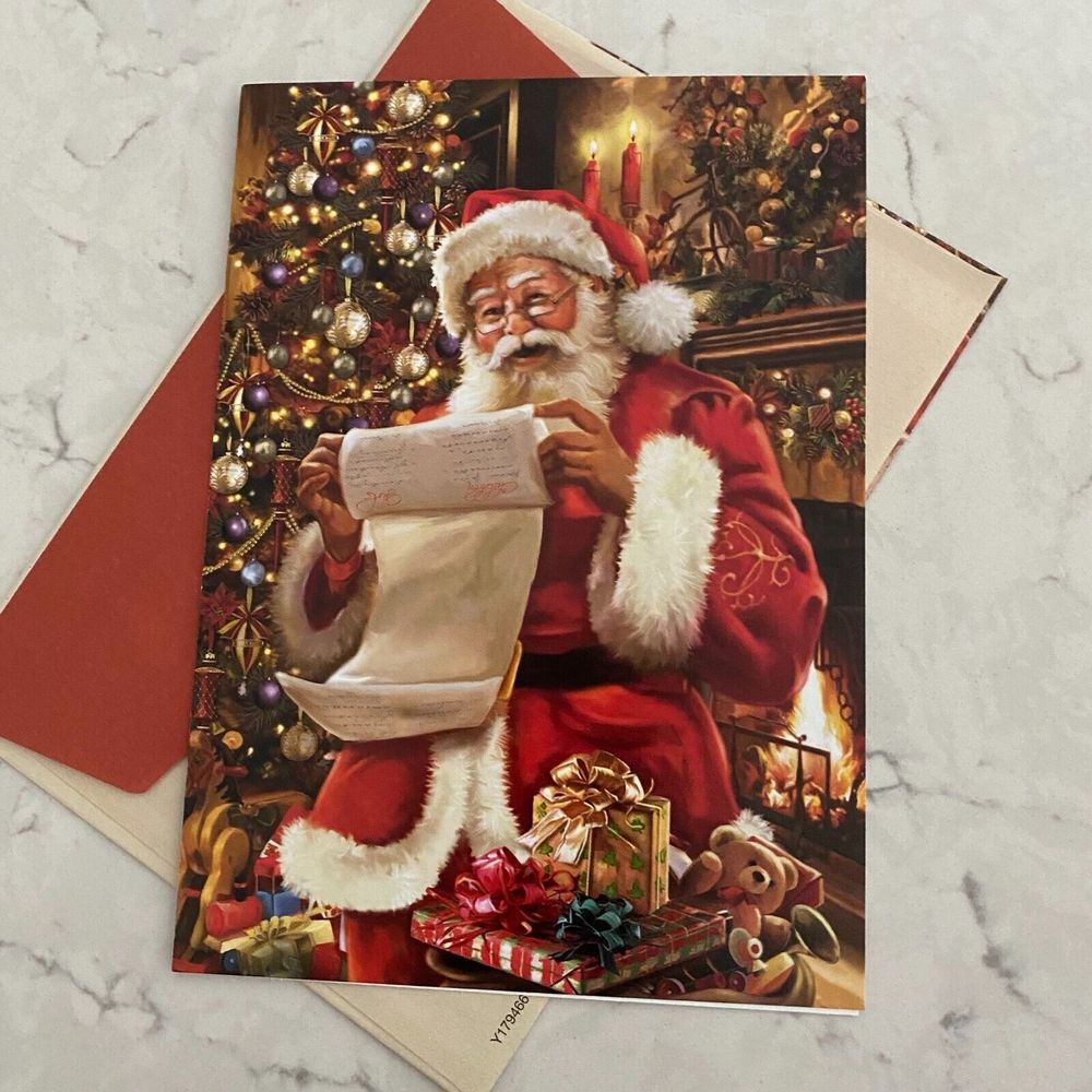 Greetings Card Santa's Reading List Christmas Warm & Festive Wishes Habitat Hope